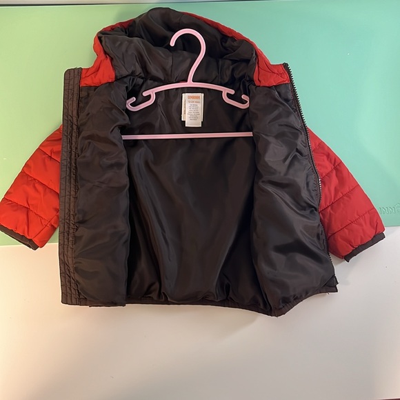 Gymboree Hooded Orange & Brown Puffer Jacket Coat, Baby Boy Size 12-24 months - Picture 5 of 7